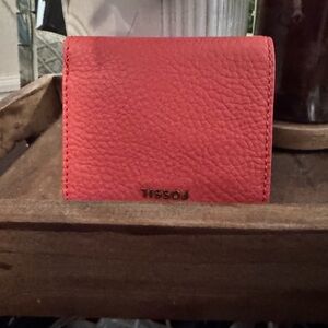 Fossil Women's Coral Leather Card Holder